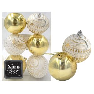 Μπάλες Ανάγλυφες Αντικέ μιξ με Χρυσές πακ=6τεμ φ8 ø8cm Xmasfest 1133587