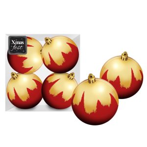 Μπάλες Κόκκινες με Χρυσή Βαφή πακ=4τεμ φ10 ø10cm Xmasfest 1133595