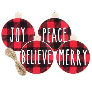 Στολίδια Ξύλινα Καρώ Ευχές σετ=3 τεμ ø7,5cm Xmasfest 1133616