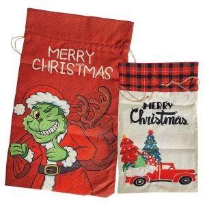 Σάκος Χριστουγέννων Λινάτσα Σχέδια 52x30cm Xmasfest 1133629 - Image 1