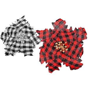 Λουλούδι Υφασμάτινο Καρώ ø23cm Xmasfest 1133657 (12ΤΜΧ)