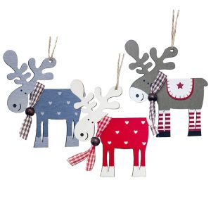 Τάρανδος Ξύλινος με Καμπανάκι Κρεμαστό 11x8cm Xmasfest 1133660 (12ΤΜΧ)