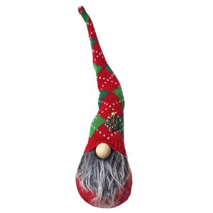 Άγιος Gnome Πράσινο-Κόκκινο Σκούφο 38cm Xmasfest 1133671 - Image 1