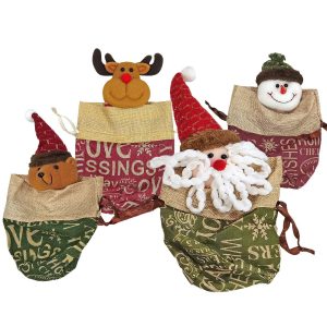 Τσαντάκι Πουγκί Λινάτσα με Φιγούρα Xmas 24x16cm Xmasfest 1133695