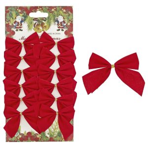 Φιόγκοι Κόκκινοι σετ=12τεμ 5,5x6cm Xmasfest 113390 - Image 1