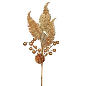 Κλαδί με Πλατιά Φύλλα & Κουκουνάρι 57x16cm Xmasfest 1133760 (6ΤΜΧ)