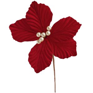 Λουλούδι Αλεξανδρινό Μικρό Κόκκινο Βελουτέ ø17cm Xmasfest 1133763 (12ΤΜΧ)