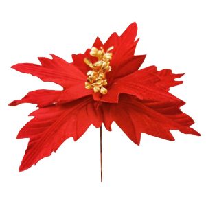 Λουλούδι Αλεξανδρινό Μεσαίο Κόκκινο Βελουτέ ø27cm Xmasfest 1133767 (6ΤΜΧ)