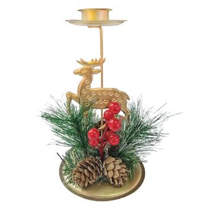 Κηροπήγιο για Μακρύ Κερί με Ελάφι 15,5x8cm Xmasfest 1133789 - Image 1