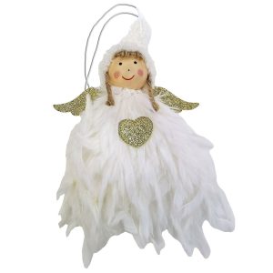 Στολίδι Αγγελούδι Λευκά Πούπουλα 19cm Xmasfest 1133807 (12ΤΜΧ)