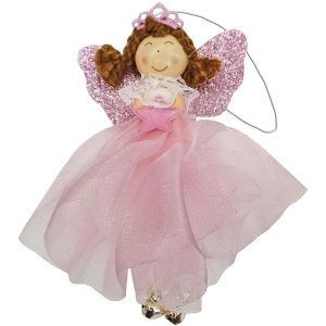 Στολίδι Μπαλαρίνα ροζ με 2 Καμπανάκια 18cm Xmasfest 1133808 (12ΤΜΧ)