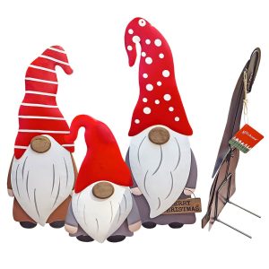 Gnome Μεταλλικές Επιδαπέδιες Φιγούρες σετ=3 τεμ 68cm /62cm /46cm Xmasfest 1133813 - Image 1