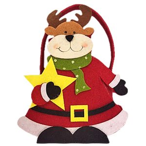 Καλάθι Τσόχινο Τάρανδος με Άστρο 16x15x6cm Xmasfest 1133836