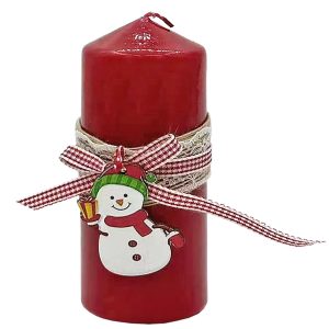 Κερί Κολώνα με Χιονανθρωπο & Φιόγκο 12x5cm Xmasfest 1133849 (16ΤΜΧ)
