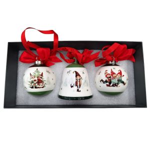 Σετ 2 Μπάλες & 1 Καμπάνα Πορσελάνης 30x15x11cm Xmasfest 1133860 - Image 1