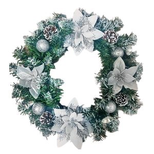 Στεφάνι με Λευκό Στολισμό ø40cm Xmasfest 1133883