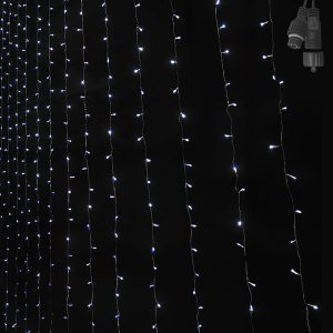 100 Λαμπάκια LED Λευκό Ψυχρό Κουρτίνα με Επέκταση & Προγράμματα IP44 90x80cm (δεν Περιέχεται ο Μετασχηματιστής) Xmasfest 1133887