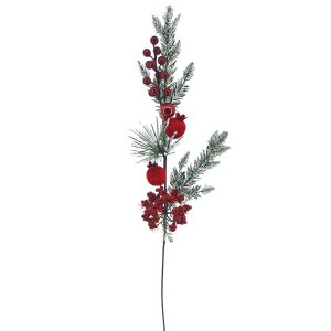 Κλαδί με 2 Ρόδια & γκι 72cm Xmasfest 1133900 - Image 1