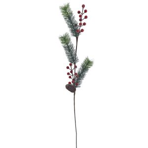 Κλαδί με Κουκουνάρι & γκι Χιονισμένα 72cm Xmasfest 1133901 - Image 1