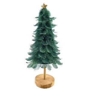 Δέντρο Επιτραπέζιο με Φτερά & Πούπουλα Πράσινο 33x ø12cm Xmasfest 1133907 - Image 1