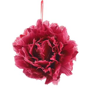 Μπάλα Χριστουγέννων με Φτερά & Πούπουλα Κόκκινη ø10cm Xmasfest 1133908 (12ΤΜΧ)