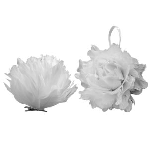 Μπάλα Χριστουγέννων με Φτερά & Πούπουλα Λευκή ø10cm Xmasfest 1133910 (12ΤΜΧ)