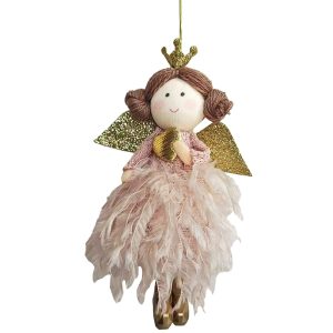 Αγγελάκι Στολίδι Κρεμαστό με Φτερά & Πούπουλα 12cm Xmasfest 1133911 (12ΤΜΧ)
