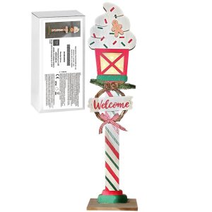 Φανάρι Ξύλινο Διακοσμητικό με 4 LED 58x15x7cm Xmasfest 1133914 (2ΤΜΧ)