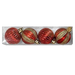 Μπάλες Δέντρου Χριστουγέννων Κόκκινες με Χρυσό σετ=4τεμ ø4cm Xmasfest 1133928 - Image 1