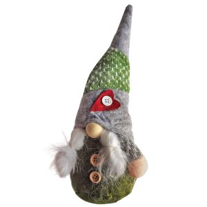 Φιγούρα Gnome Πράσινη  με Πλεξούδες 34cm Xmasfest 1133943