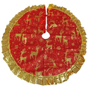 Ποδιά Δέντρου Γυαλιστερή Χρυσό-Κόκκινο ø90cm Xmasfest 1133954 - Image 1