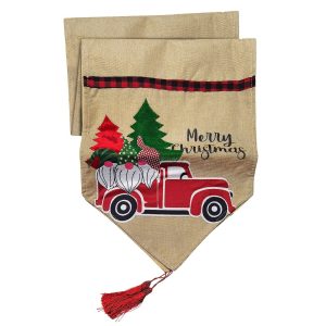 Runner Διακόσμησης Τραπεζιού Λινάτσα Santa car 180x35cm Xmasfest 1133964 - Image 1