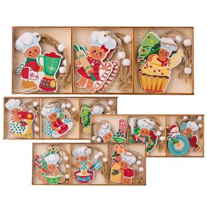 Στολίδια Ξύλινα Μπισκοτούληδες Σετ=9 τεμ 8cm Xmasfest 1133983 - Image 1