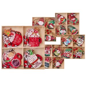 Στολίδια Ξύλινα Χριστουγεννιάτικες Φιγούρες Σετ=12 τεμ 6cm Xmasfest 1133984 - Image 1