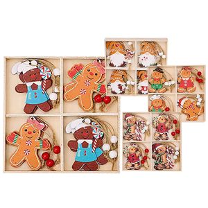 Στολίδια Ξύλινα Μπισκοτούληδες Σετ=12 τεμ 6cm Xmasfest 1133985