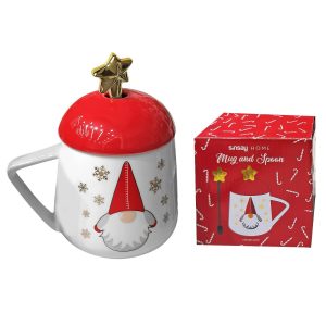 Κούπα Πορσελάνης Xmas με Καπάκι 14x9,5cm 400ml Xmasfest 1133998