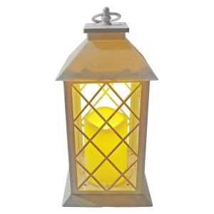 Φανάρι Λευκό με Κερί Μπαταρίας 31x14x14cm Xmasfest 1134024 (6ΤΜΧ) - Image 1