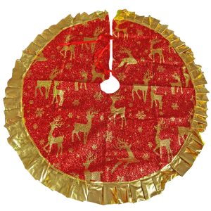 Ποδιά Δέντρου Γυαλιστερή Χρυσό-Κόκκινο ø90cm Xmasfest 1133954 - Image 2