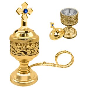 Θυμιατό Λιβανιστήρι Εκκλησιαστικό Μεταλλικό Χρυσό 14x ø5,5cm Homie 322030 - Image 1