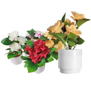 Γλαστράκι Άσπρο Πλαστικό με Τριαντάφυλλα 18x7,5cm Homie 423038 (12ΤΜΧ)