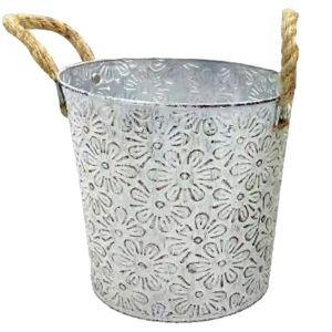 Γλαστράκι-Κασπώ Μεταλλικό Σχέδιο Μαργαρίτες ø18x17cm Homie 423088 - Image 5