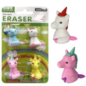 Γόμες 3d Μονόκεροι 4τεμ ~3,5cm JustNote 703388 (16ΤΜΧ)