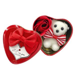 Κουτί Καρδιά Μικρή 1 Τριαντάφυλλο & Αρκούδο 7x7x4cm Homie 423069 (12ΤΜΧ)