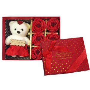 Κουτί με 6 Τριαντάφυλλα & Αρκουδάκι 15x11,5x4,5cm Homie 423073