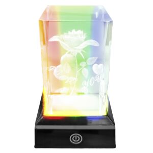 Κρύσταλλος Τριαντάφυλλο Love σε Βάση RGB 10,5x6,5x6,5cm Homie 423115