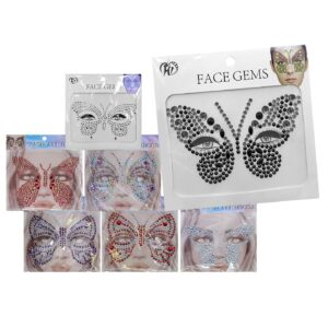 Αυτοκόλλητα Προσώπου Πεταλούδα Face Gems 17x17cm Carnavalista 232485 (12ΤΜΧ)