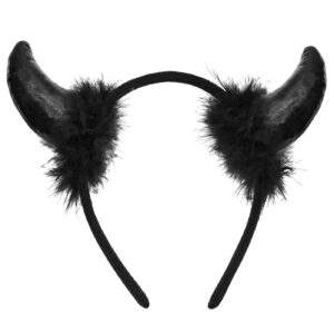 Στέκα Μαύρα Κέρατα με Γούνα 20x19cm Carnavalista 232607 (12ΤΜΧ)