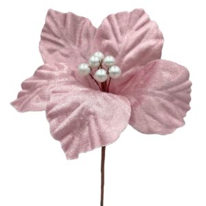 Λουλούδι Αλεξανδρινό Μικρό Σομόν Βελουτέ ø17cm Xmasfest 1133765 (12ΤΜΧ)